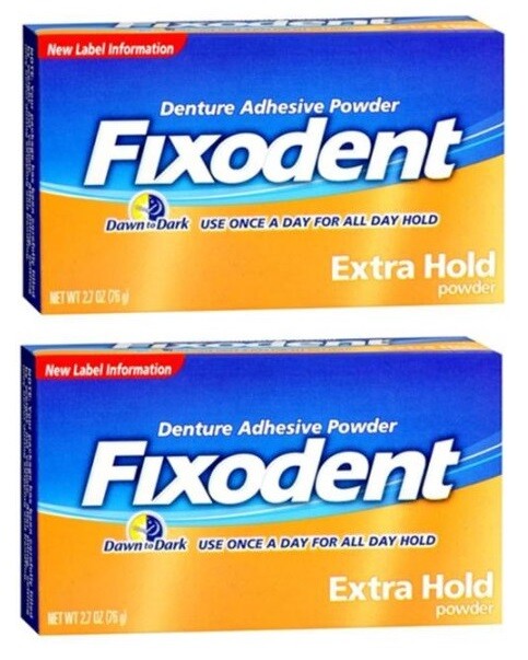 2 Pack Fixodent Denture Adhesive Powder Extra Hold 2.70Oz Each