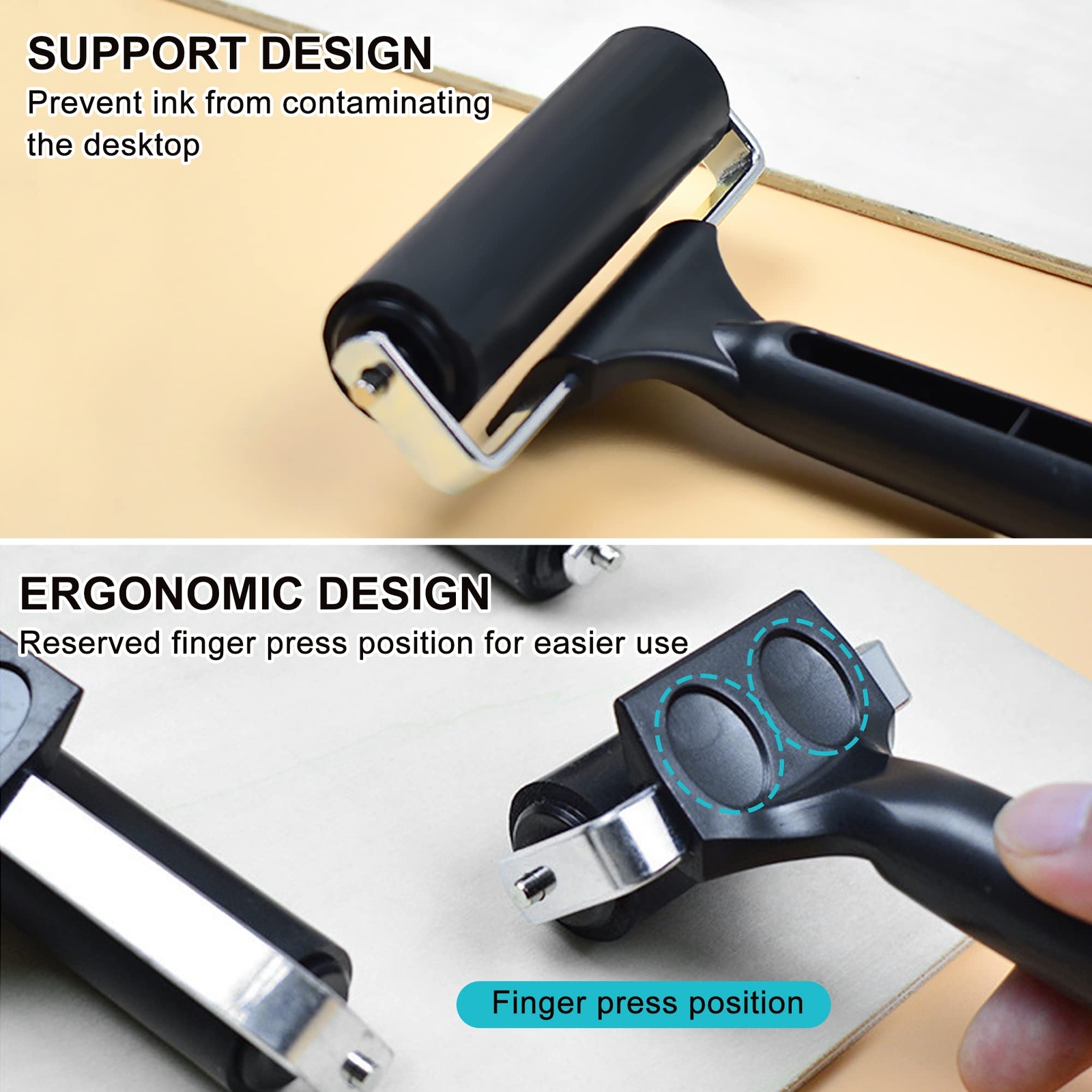 4 Inch Brayer Roller Printmaking Rubber Press Roller for DIY Crafts Project Inks
