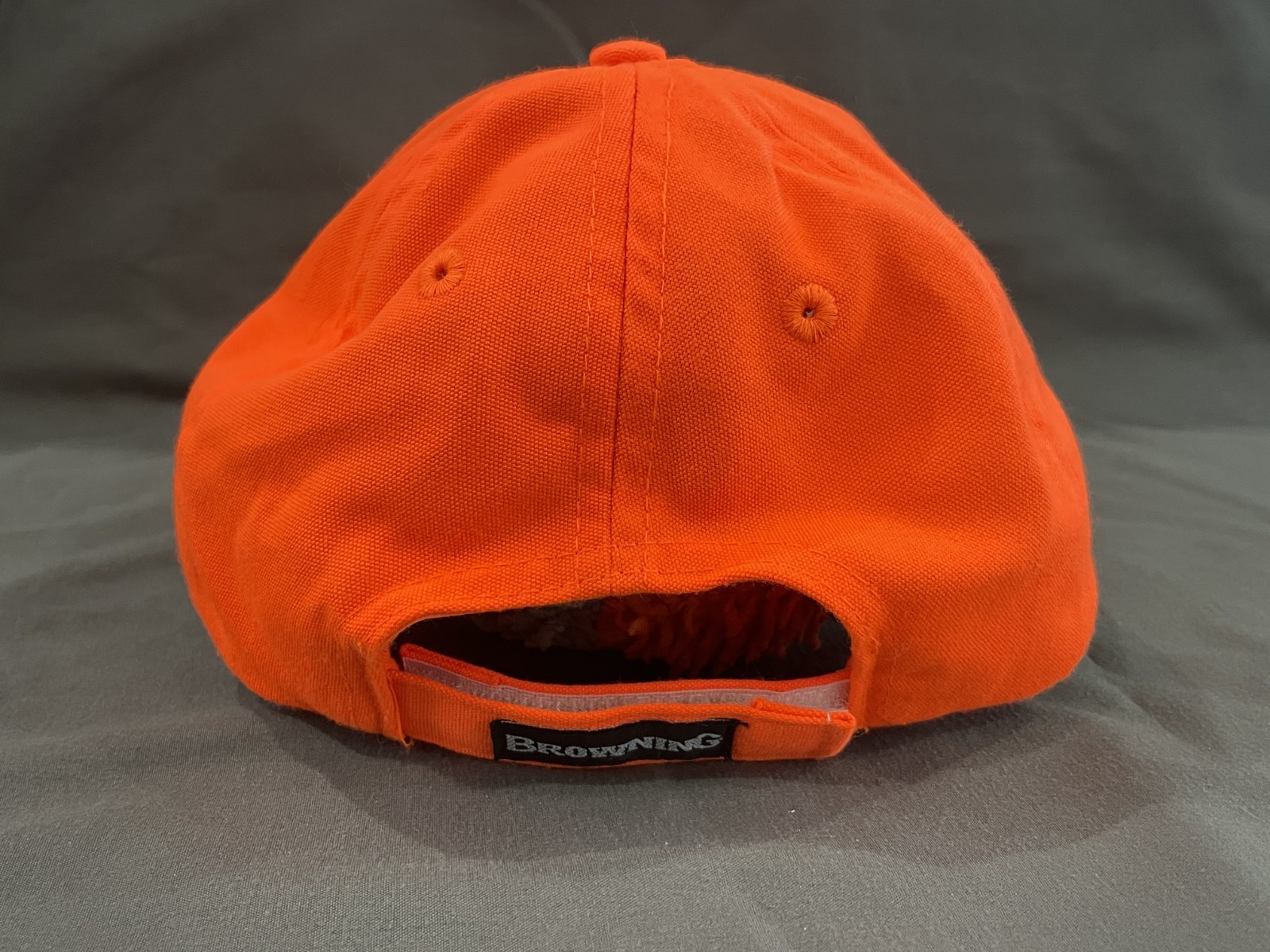 New W/O Tags Browning Safety Blaze Orange with 3D Logo Hat Cap Hook & Loop Close