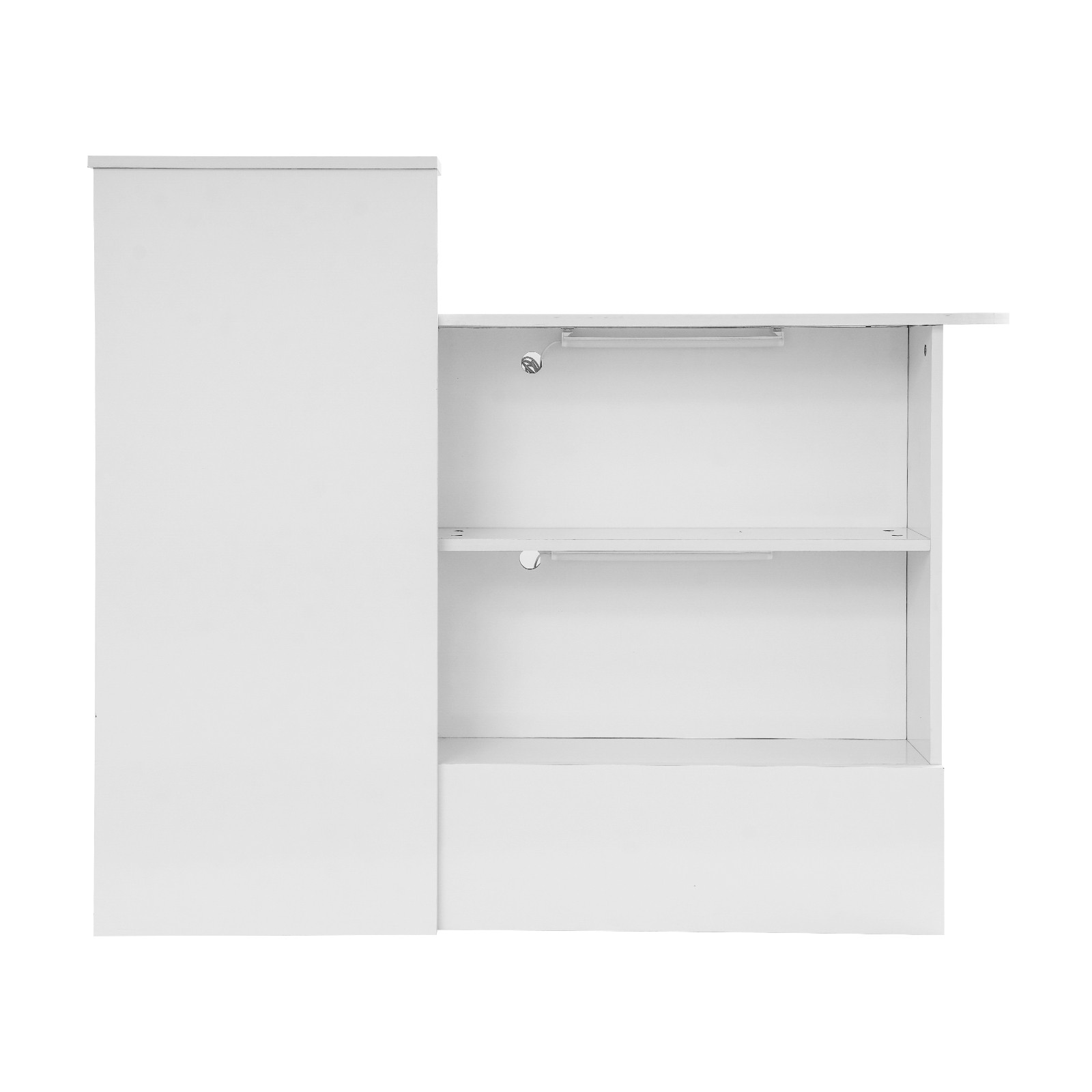 Modern Reception Desk, Transaction Counter Front Table w/Lockable Drawer & Light