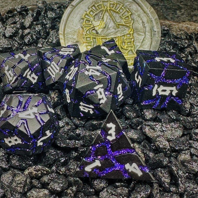 Sage's Warp Stones White Dwarf Star Metal Polyhedral Dice Set | Dnd RPG
