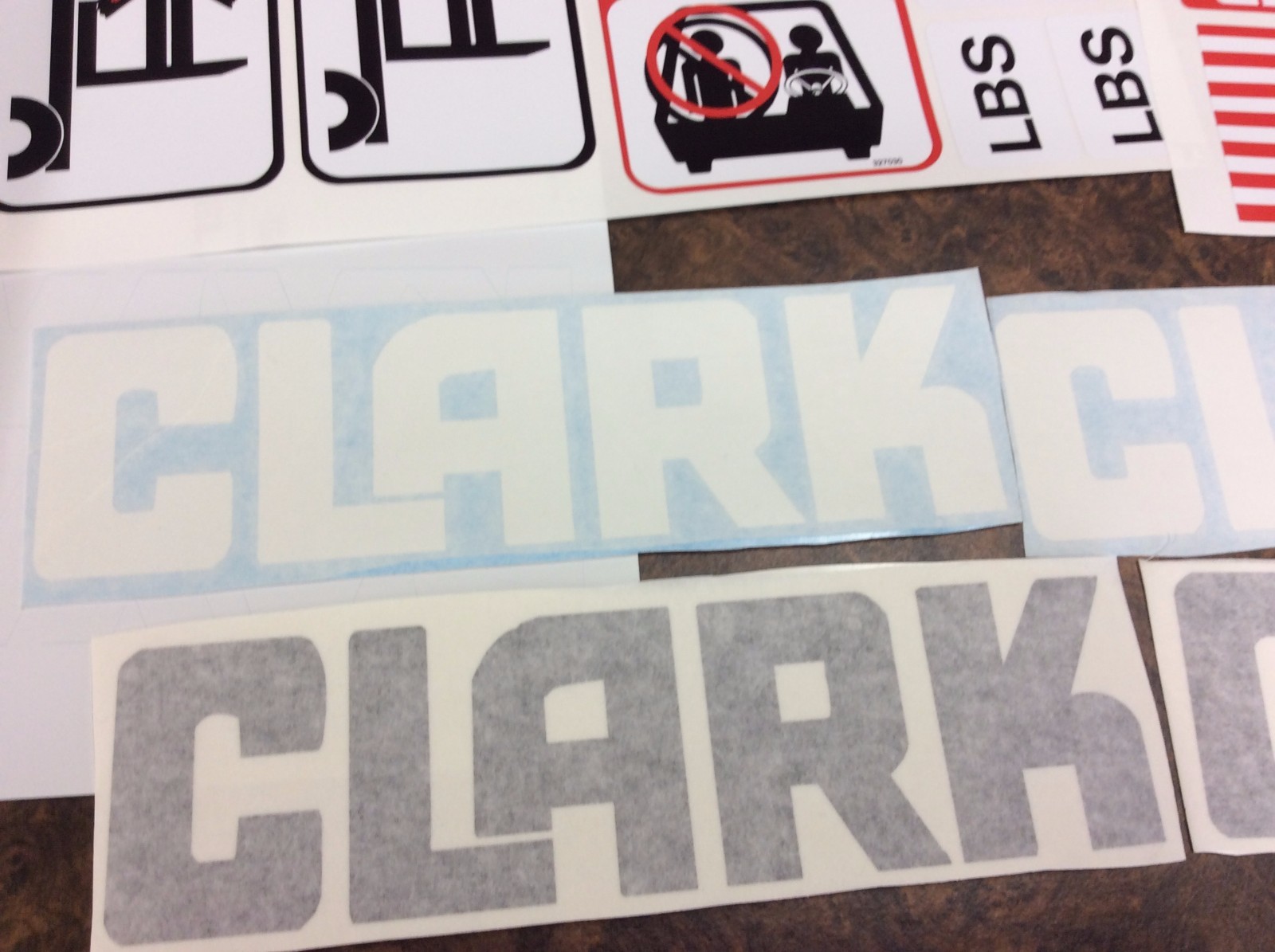 Clark forklift decal kit with safety decals.