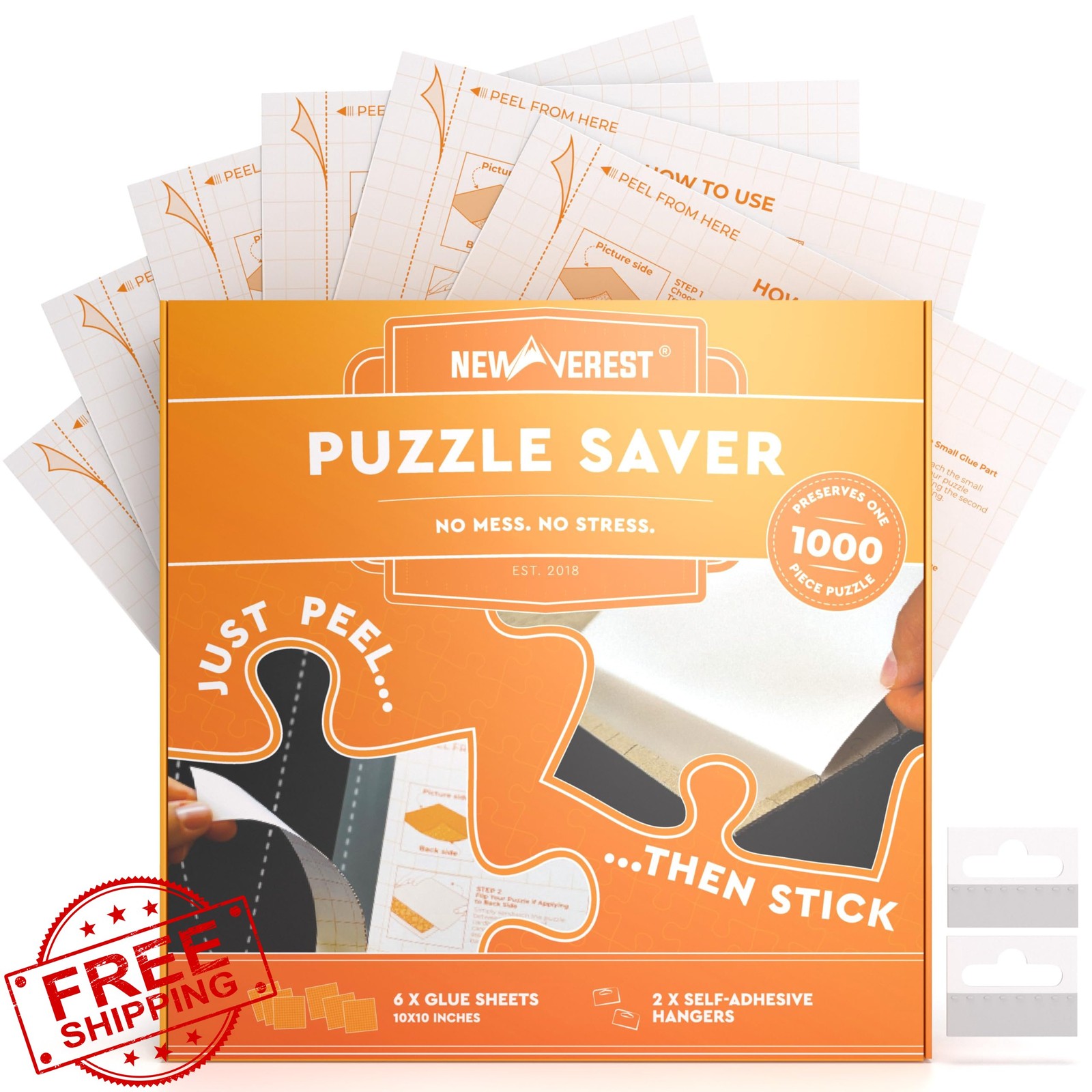 Newverest 6-Pack Puzzle Glue Sheets 10×10″ Peel Stick Puzzle Saver No Mess