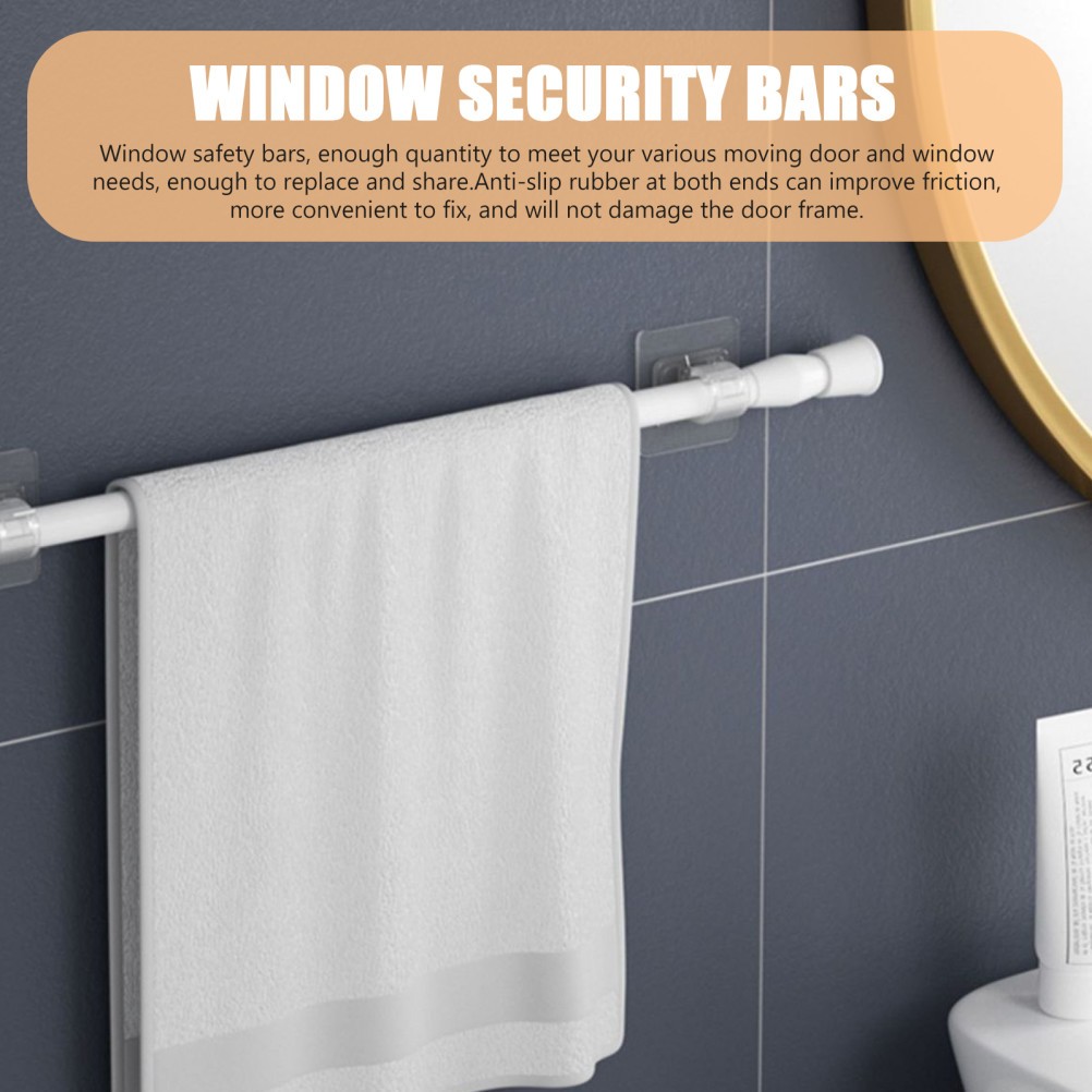 4Pcs Adjustable Closet Rods White Plastic Security Bars with Anti Slip Ends