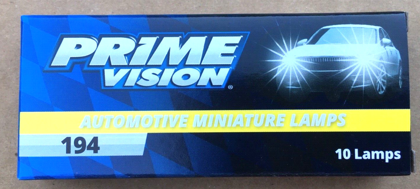 Box of 10 #194 PRIME VISION Lamp Auto Bulb Automotive Lightbulbs NEW
