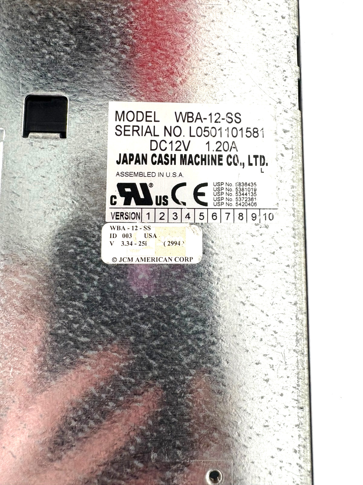 JCM WBA-13-SS BILL VALIDATOR