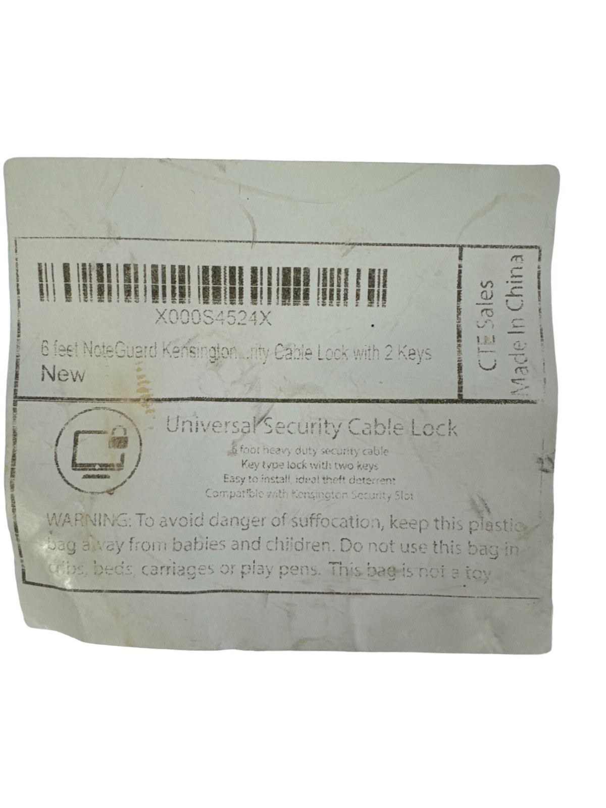6 ft NoteGuard Kensington Unity Cable Lock with 2 Keys New in Package