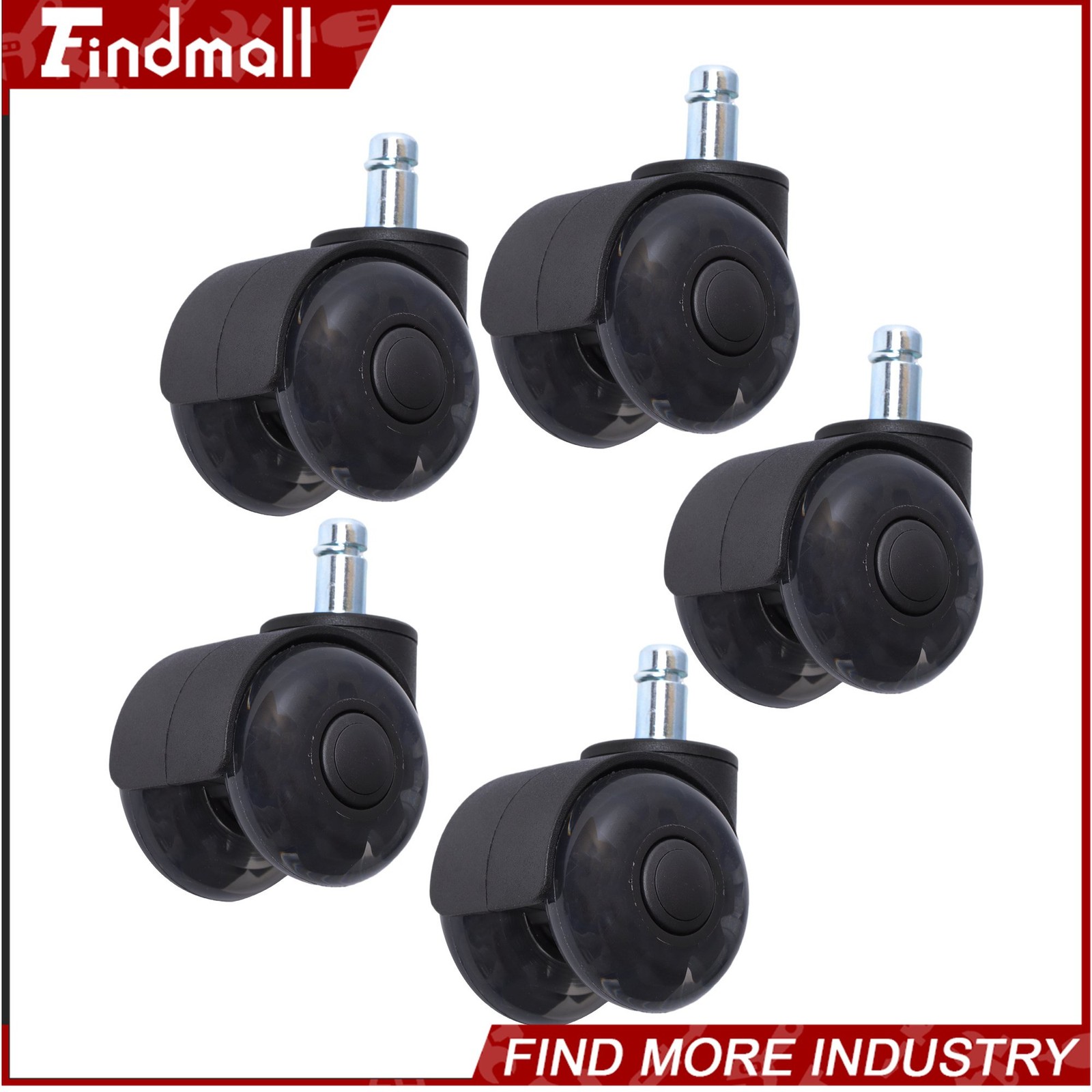 Findmall 5 Pack 2 Inch Universal Mute Rubber Chair Casters 360° Swivel Wheels