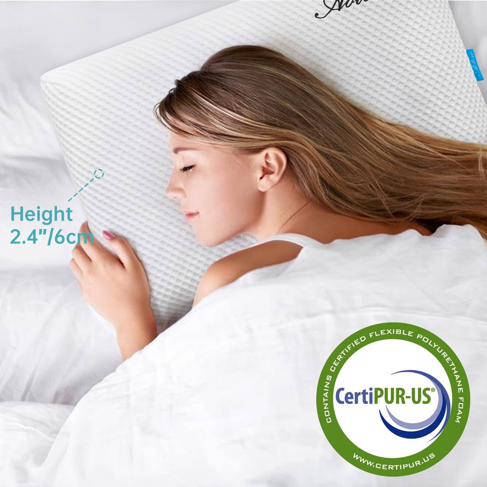 Thin Memory Foam Pillow | Low Profile Pillow | Thin Pillow for Stomach Sleepe...
