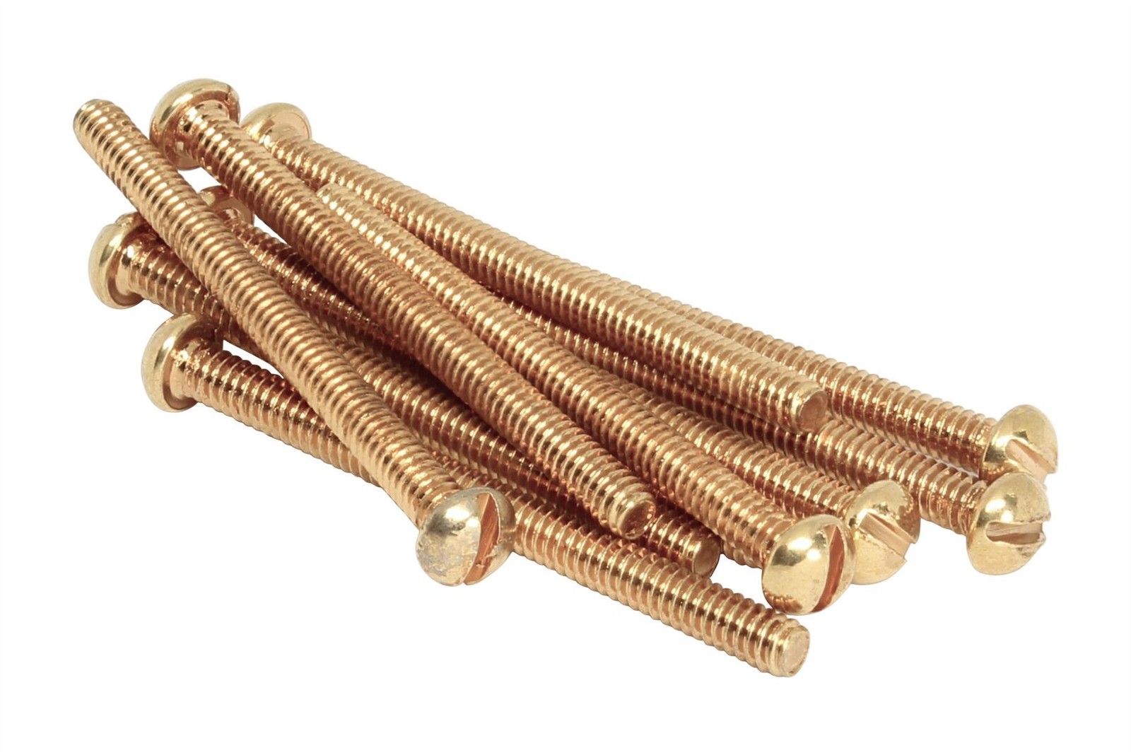 SAE 3-48 x 1 1/4" Humbucker Pickup Mounting Screws Slotted Head - Qty 10  Gold
