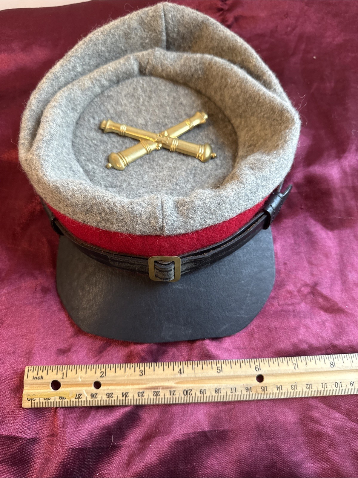 Civil War CSA Confederate Artillary Grey Wool KEPI Forage Cap -see Pics 4 Size