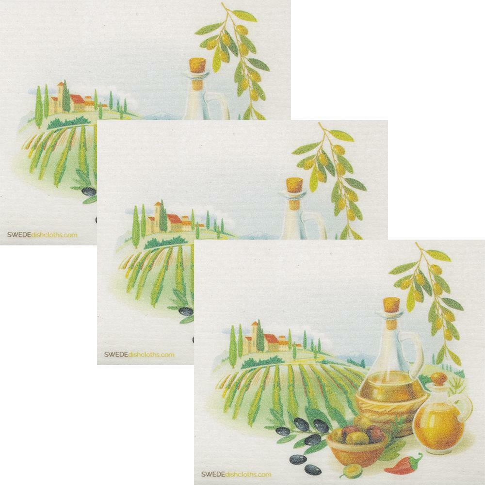 SWEDEdishcloths 3 PK (Olive Farm) All-Purpose Dischcloth for Cleaning