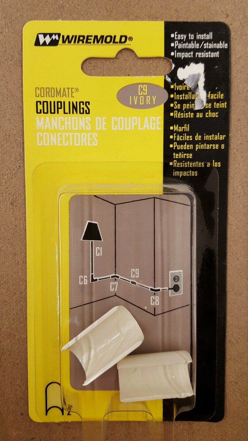 Wiremold C9 Wire Channel Couplings Carded - CORDMATE - IVORY
