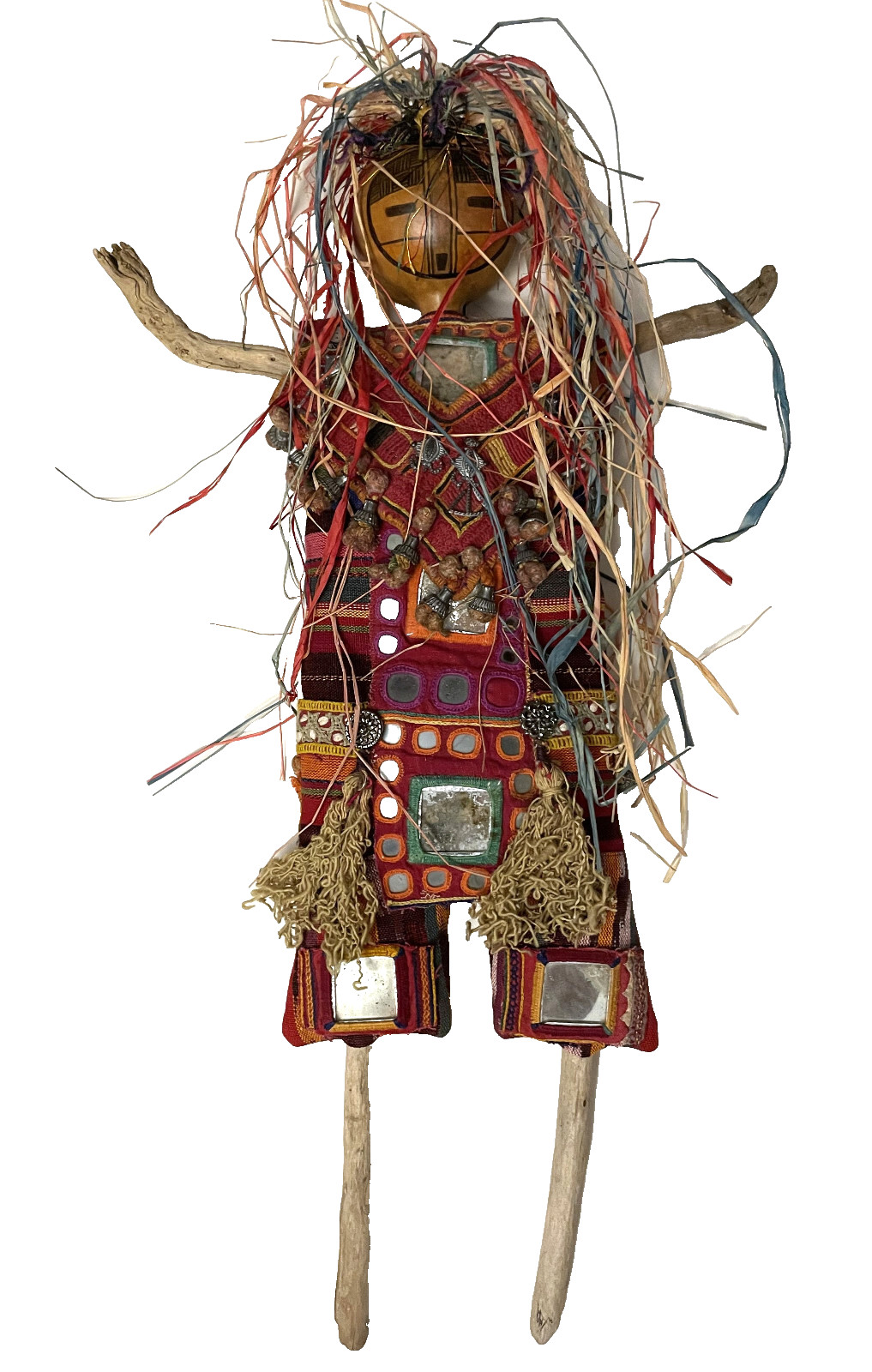 Linda McInnis Fiber Ethnic Figure Fetish Folk Art Handmade Cloth OOAK Doll 23" T
