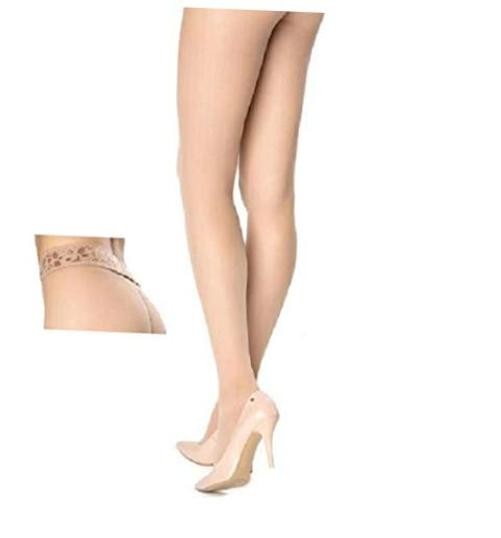 Erotic Silk 30 Den Soft Exclusive Luxe Lace Silicone Band Medium-Large Visone