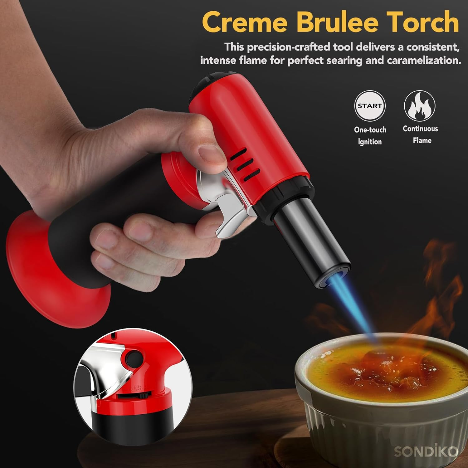 Butane Torch Lighter with Visible Fuel Window, Refillable Soldering Torch with A