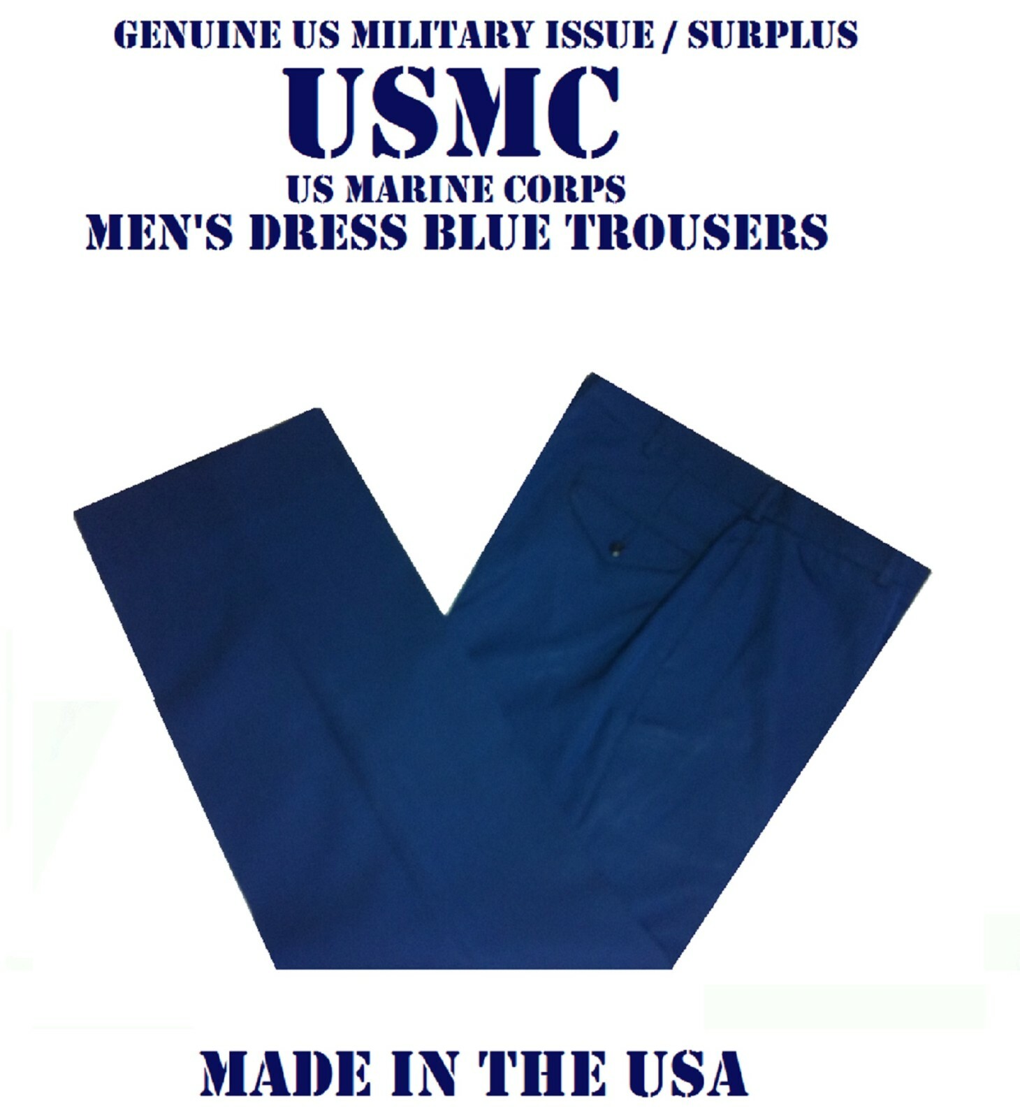 VGC USMC TROUSERS PANTS US MILITARY MEN'S 30S DRESS BLUE BLUES MC 2319 POLY WOOL