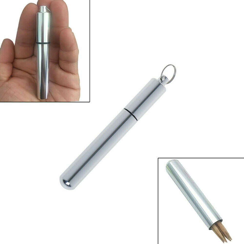 2X Keychain Waterproof Pill Box Bottle Holder Container Ear Spoon Toothpick Tool