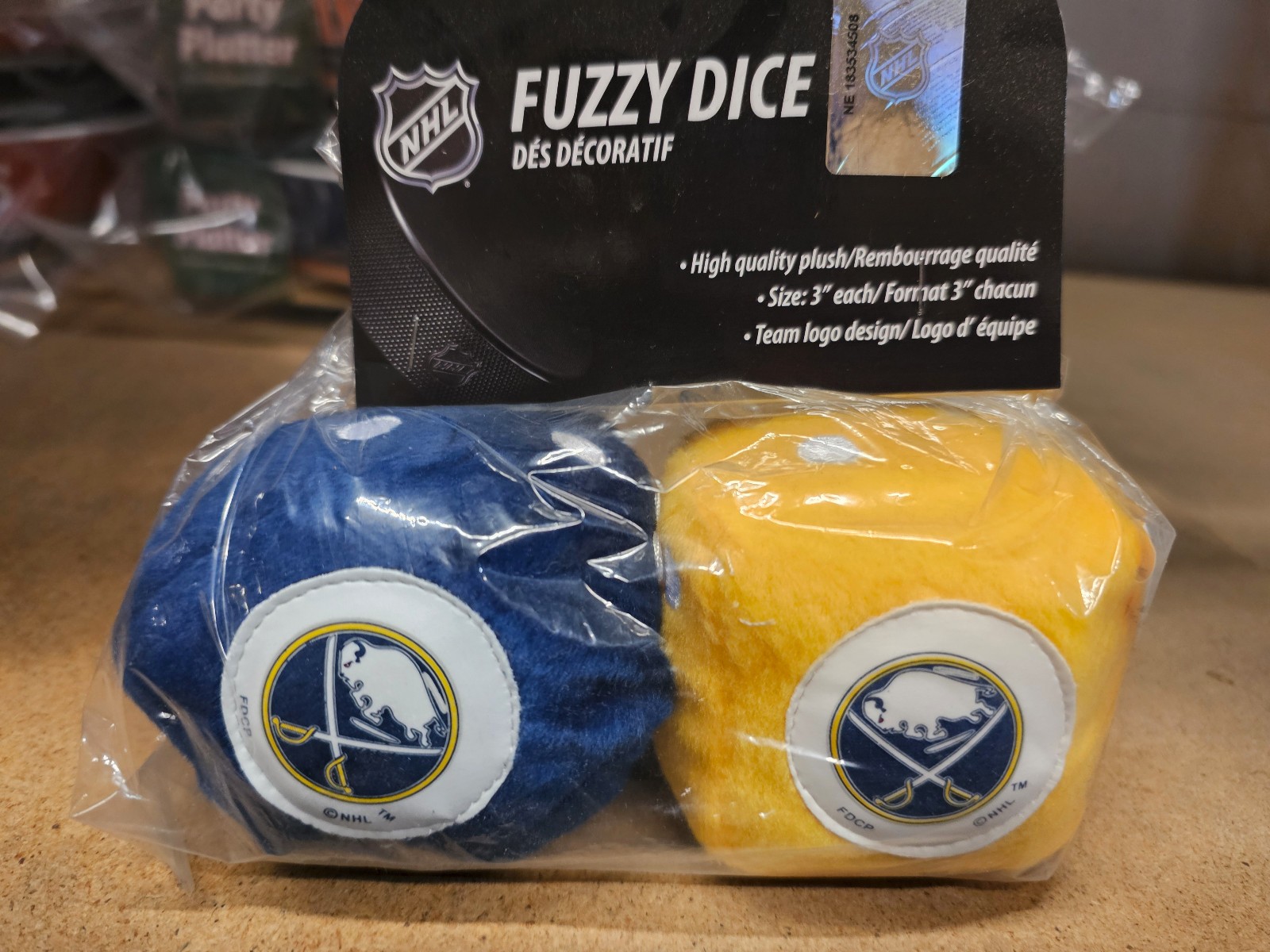 BUFFALO SABRES HOCKEY NHL COLOR  FUZZY DICE  NEW PUCK GAMEWEAR