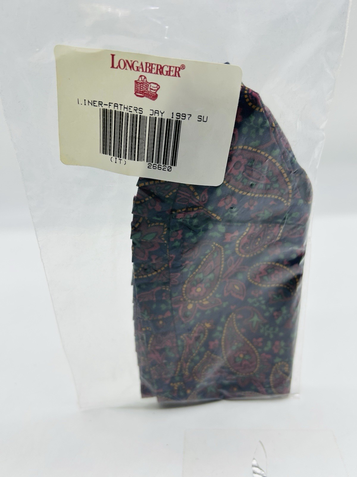 NEW Longaberger Father’s Day Paisley Basket Stand Up Liner 1997 #26620