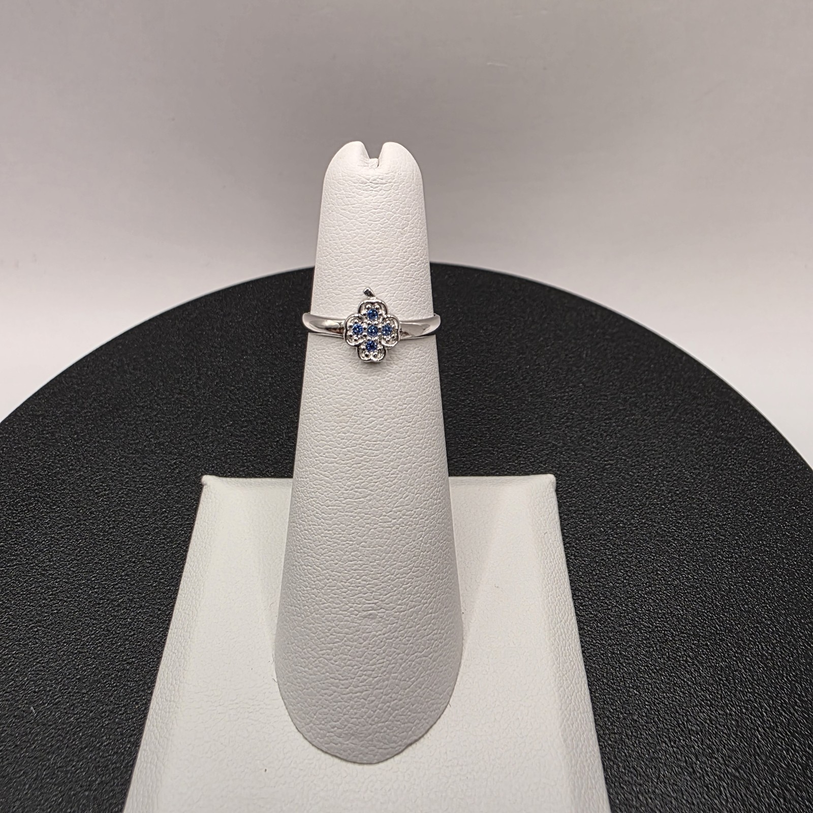NEW 925 Sterling Silver Toe Ring Cross w/blue CZs 7mm