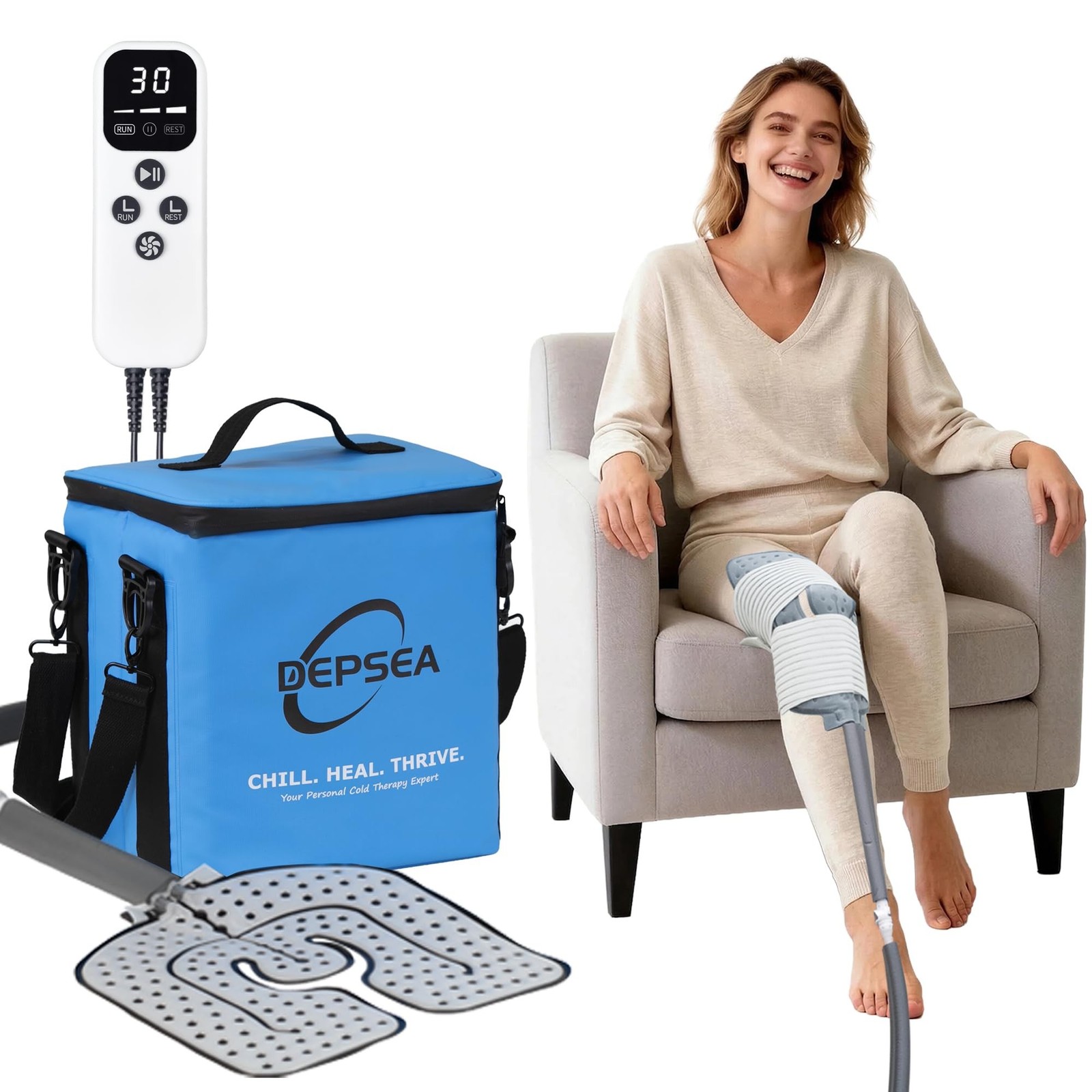 Cold Therapy Machine 18-Quart Large Capacity, Ice Machine for Knee After Surg...