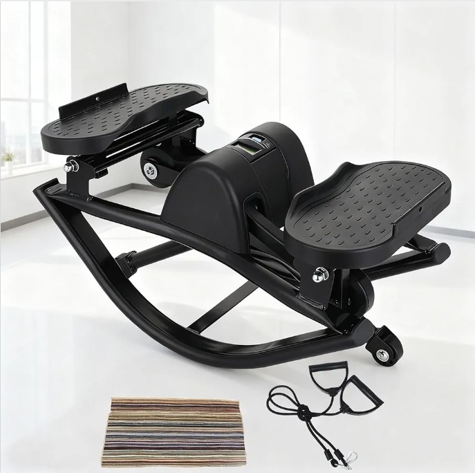 WIKONALK Lateral Rocking Stepper Machine LCD Leg Glute Abs Trainer Black