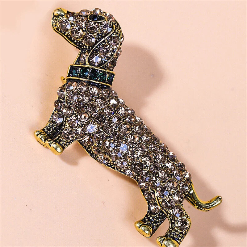 Luxury Rhinestones Poodle Brooch Personality Cute Dog Corsage Animal Lapel Pins