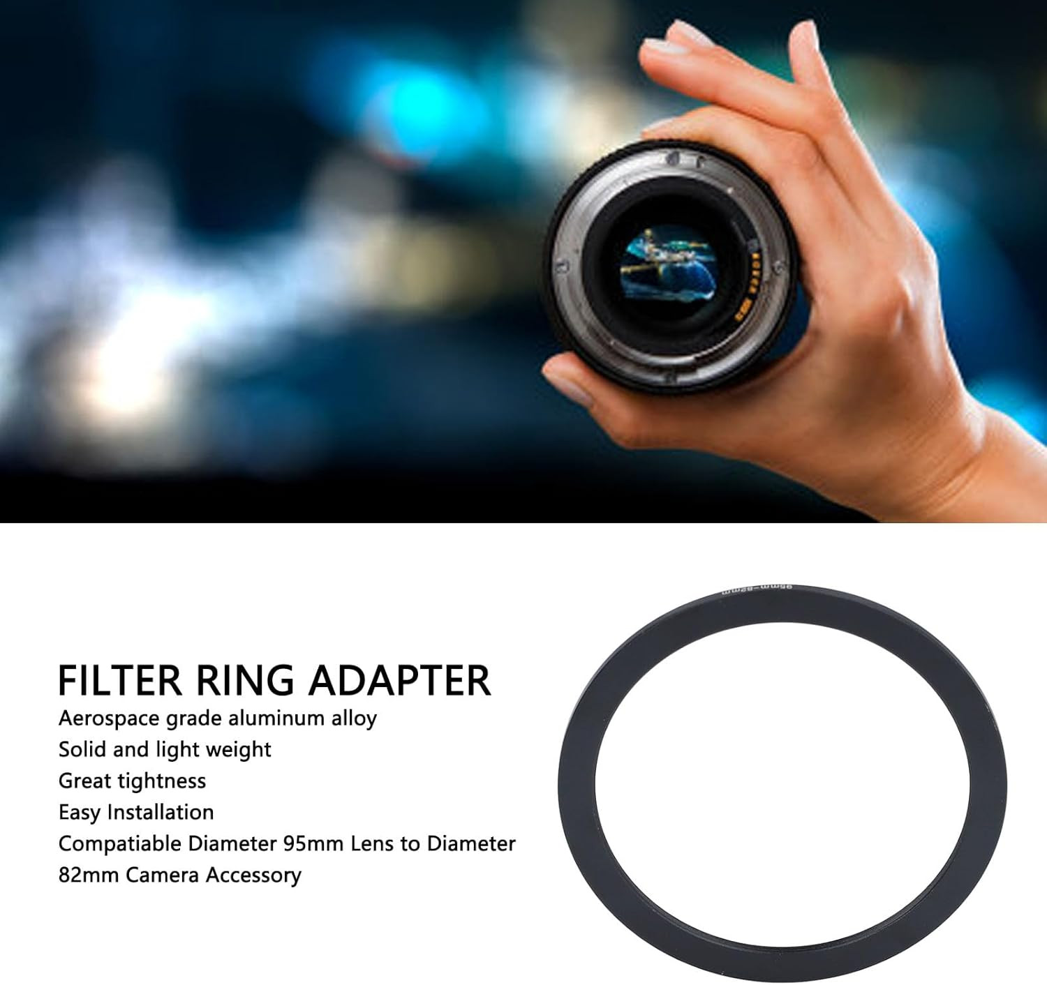 95Mm to 82Mm Filter Ring Adapter,Step down Filters Ring,Camera Lens Filter Metal