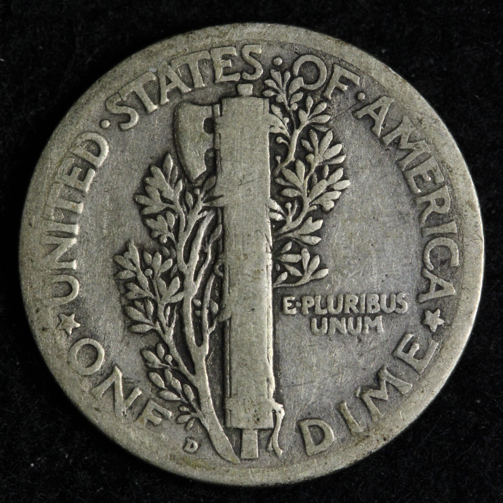 1921-D Mercury Silver Dime FINE E147 KRIMM