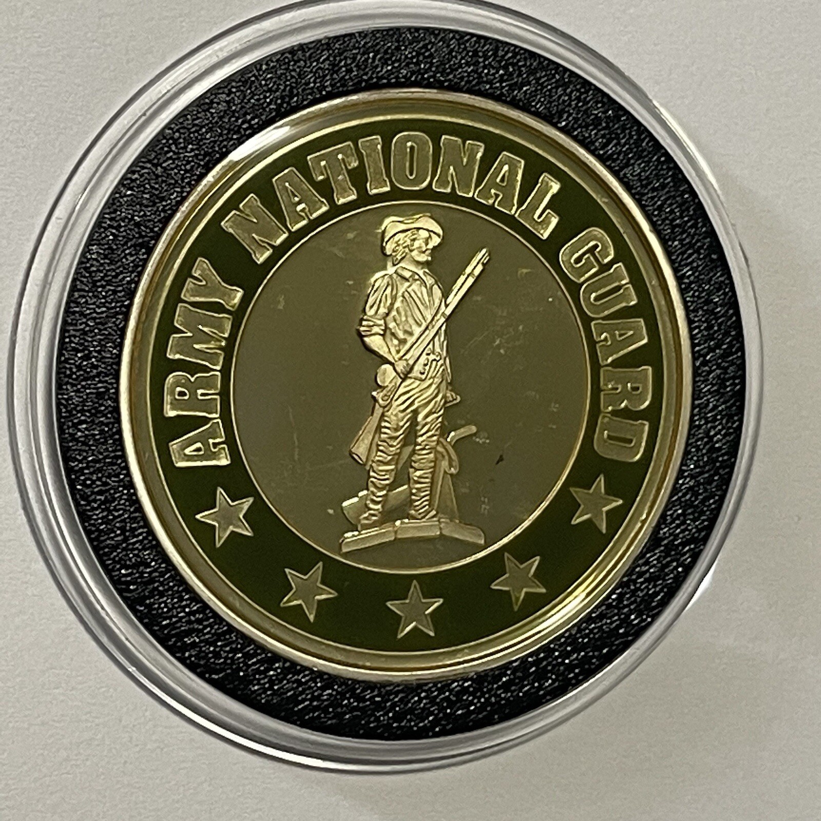 Army National Guard Enamel Gold Collector Coin 1 Troy Oz .999 Fine Silver Round