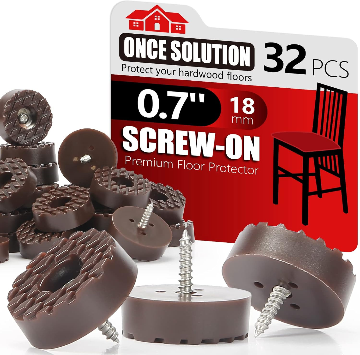 Screw-On Rubber Feet for Furniture 32PCS Floor Protector for Chair Leg Feet