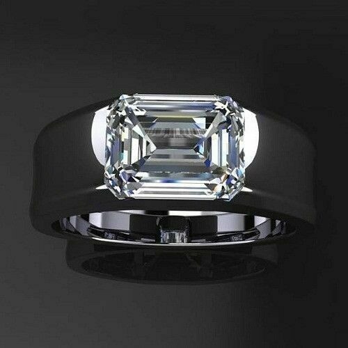 Emerald Cut 3.50 Ct Diamond Lab-Created Men's Wedding Ring 925 Sterling Silver