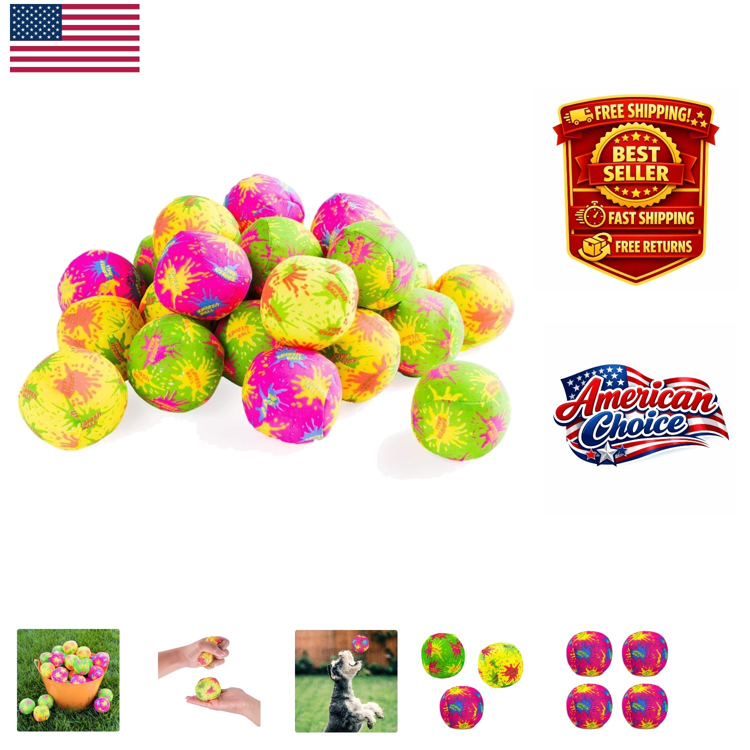 Colorful 3" Water Splash Balls - Perfect for Parties & Outdoor Play, 12 Pack