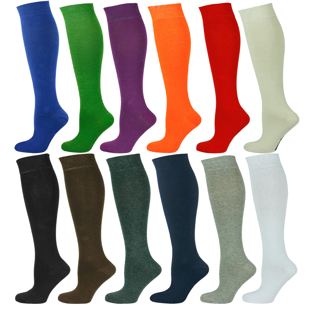 Mysocks Unisex Knee High Socks Plain, Combed Cotton, Seamless Toe