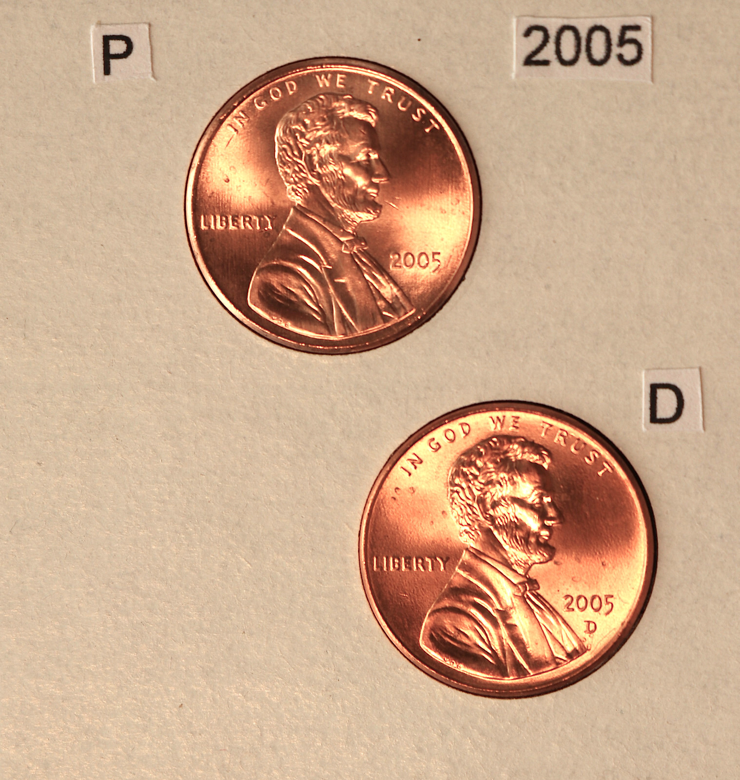 2005 P/D Lincoln Memorial Cents  BU