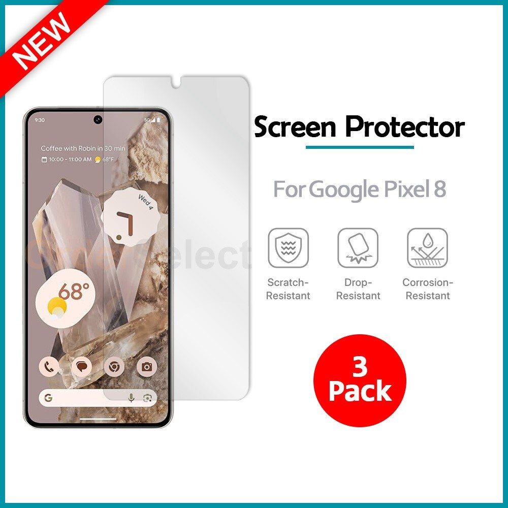 3-Pack LCD Ultra Clear HD Screen Protector for Android Phone Google Pixel 8