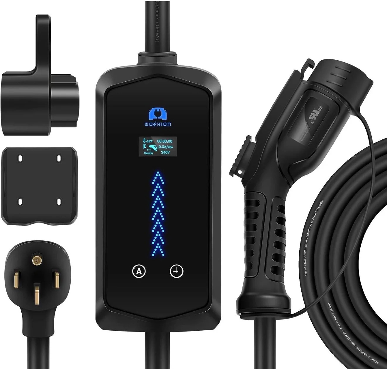 WOSHION Level 2 EV Charger 40A 240V NEMA 14-50 J1772 Portable 25FT Cable