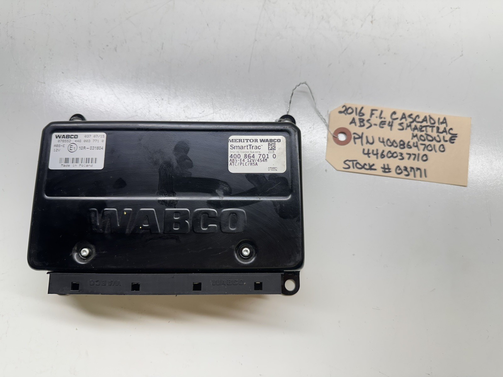 2016 Freightliner Cascadia WABCO SmartTrac ABS Module 4008647010 4460037710 2014