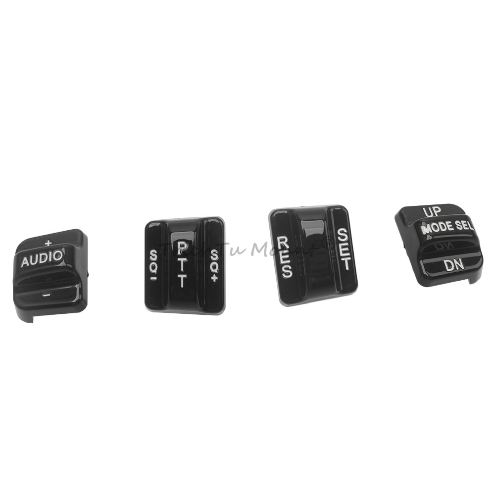 Black 10pcs Hand Control Switch Button Caps For Harley Electra Glide Tri Glide