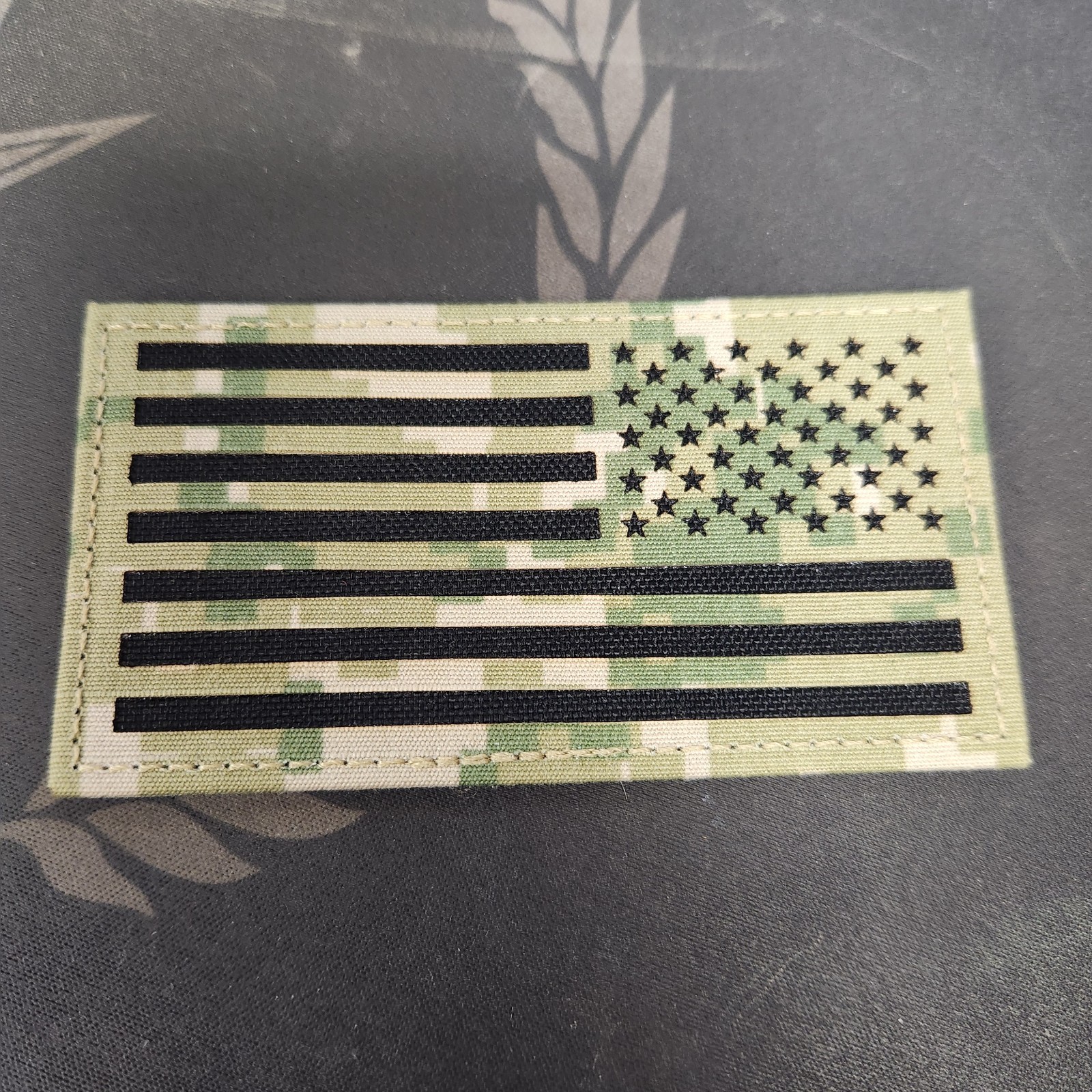 Reverse laser cut US Flag Uniform Patch AOR2 Hook NWU Type III Hook Backing