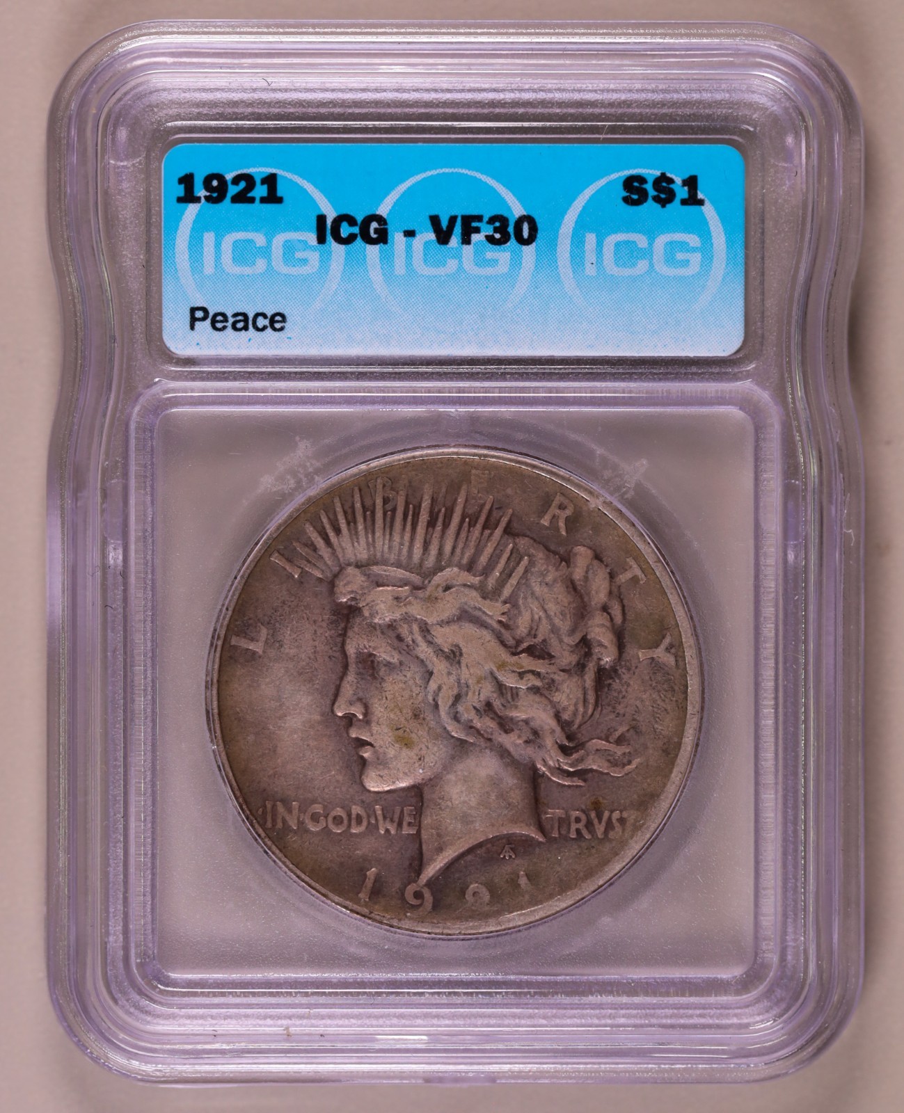 1921-P High Relief Peace Dollar ICG VF30 ***RARE ORIGINAL BETTER DATE COIN***