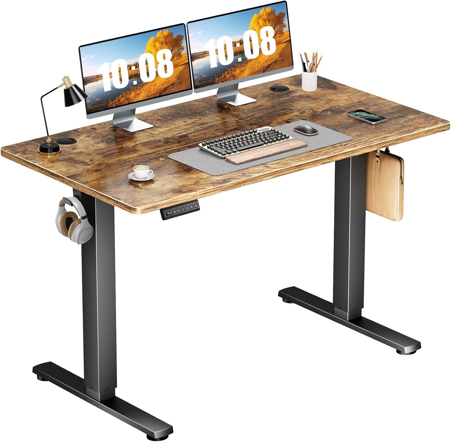 Sweetcrispy Electric Standing Desk Adjustable Height, 55x24 Inch Sit Stand Up Ho