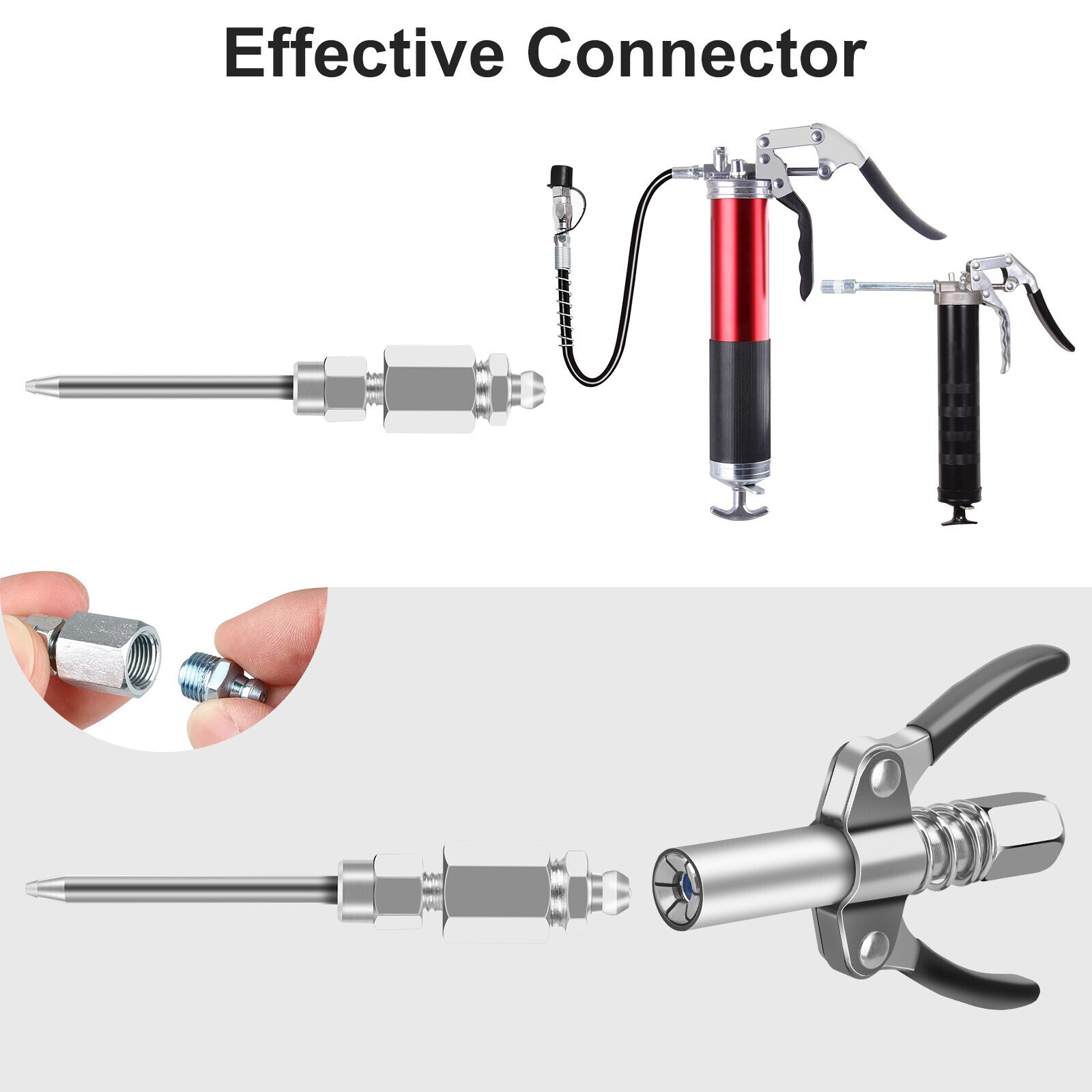 90 Degree Grease Gun Coupler & Needle Dispenser & Injection Needle Tips with Cap