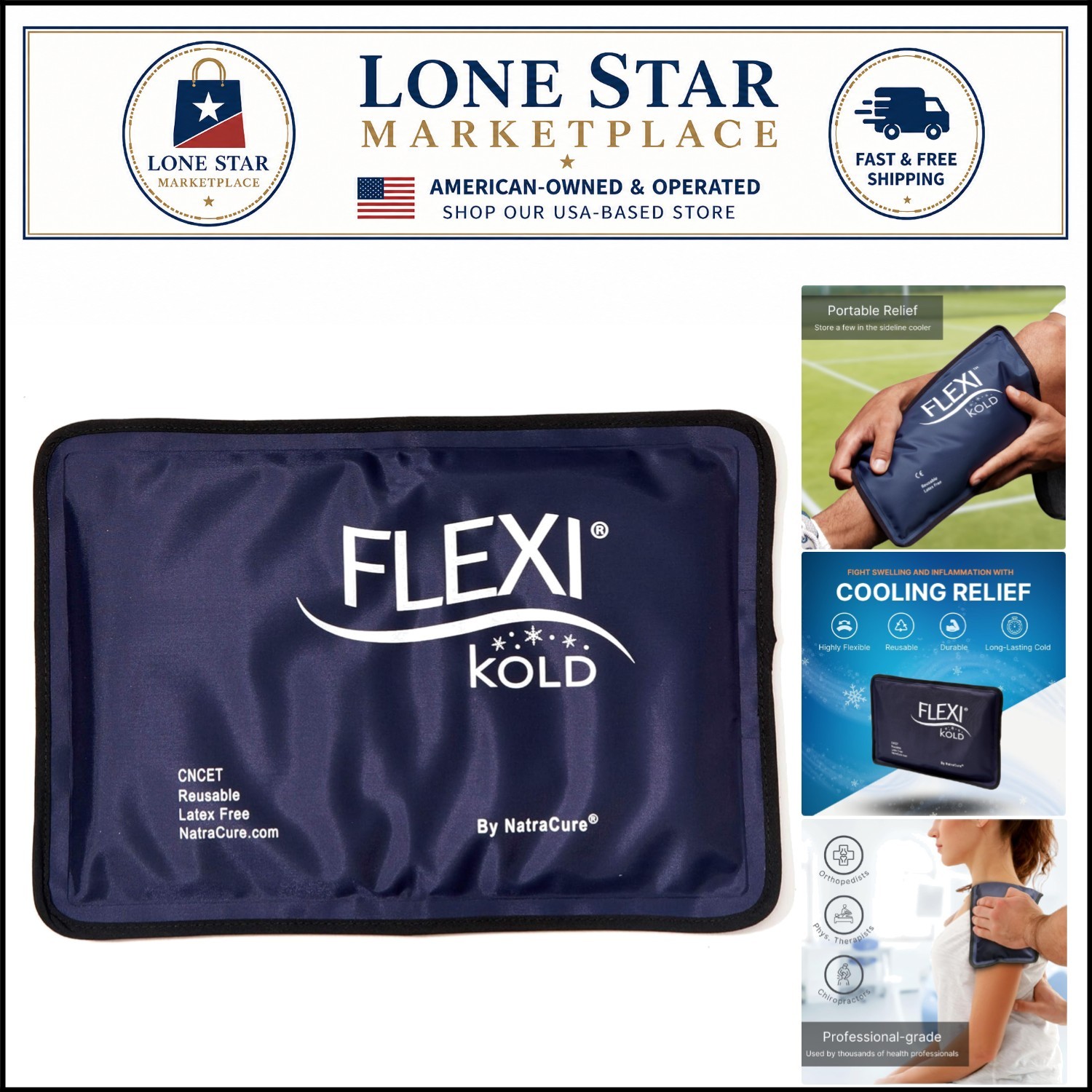 FlexiKold Gel Soft Ice Pack - Reusable Cold Compress 7.5” x 11” for Pain Relief