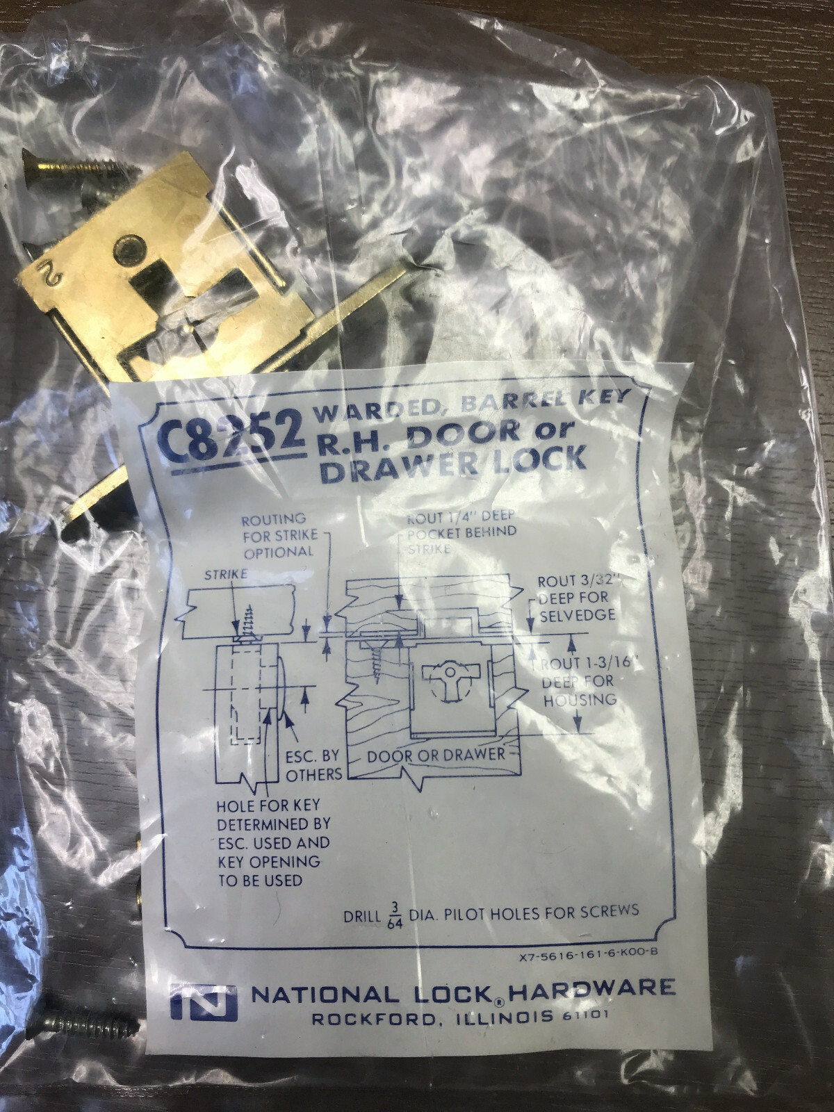 National C8252 Drawer Door Lock Skeleton Bit Key Replacement Mortise