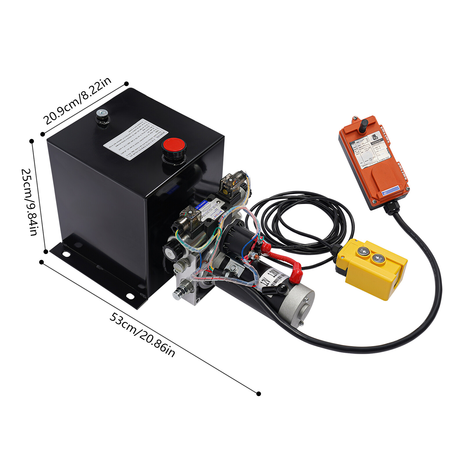 8 Quart Double Acting Hydraulic Pump 12V DC Dump Trailer Power Unit Wireless R/C