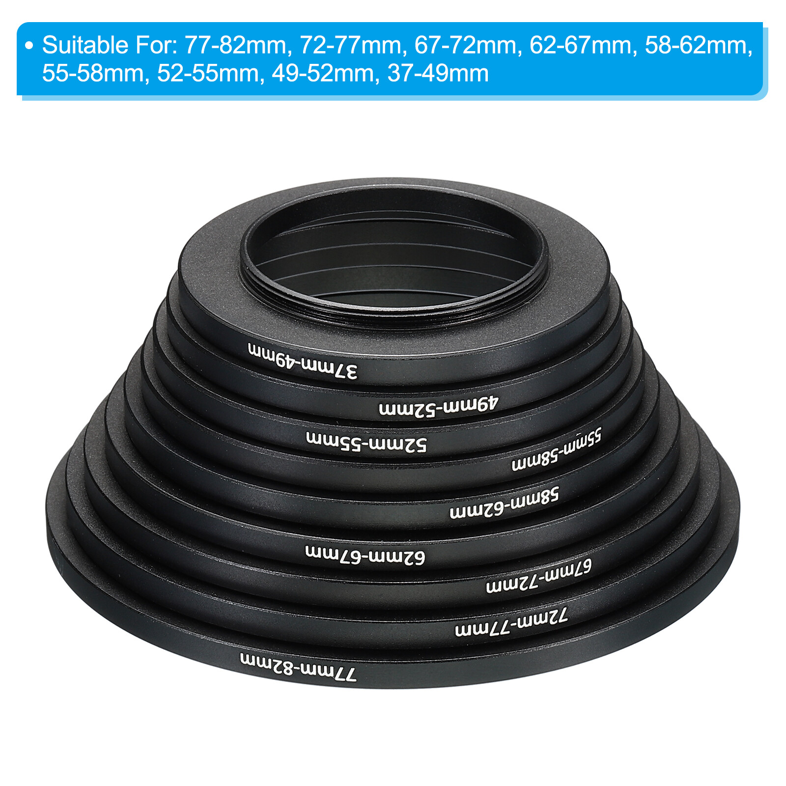 Camera Lens Set Up Rings 9 Pack Set Lens Filter Adapter Ring Accessories