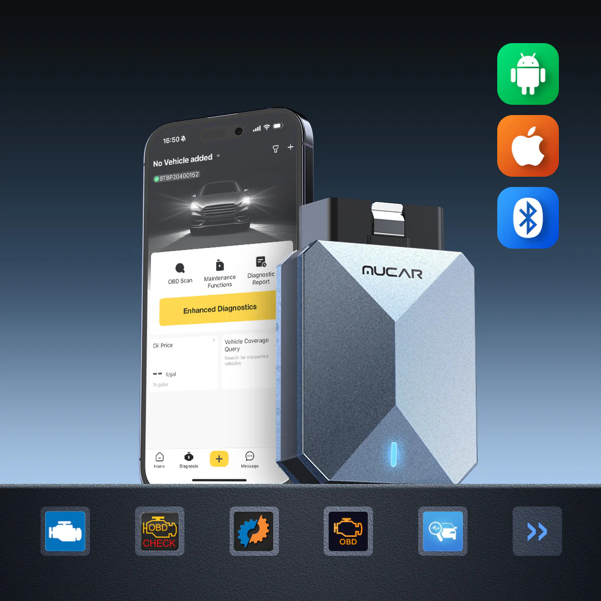 Mucar BT200 MAX OBD2 Diagnostic Tool All System Scanner with 15 Resets for iOS