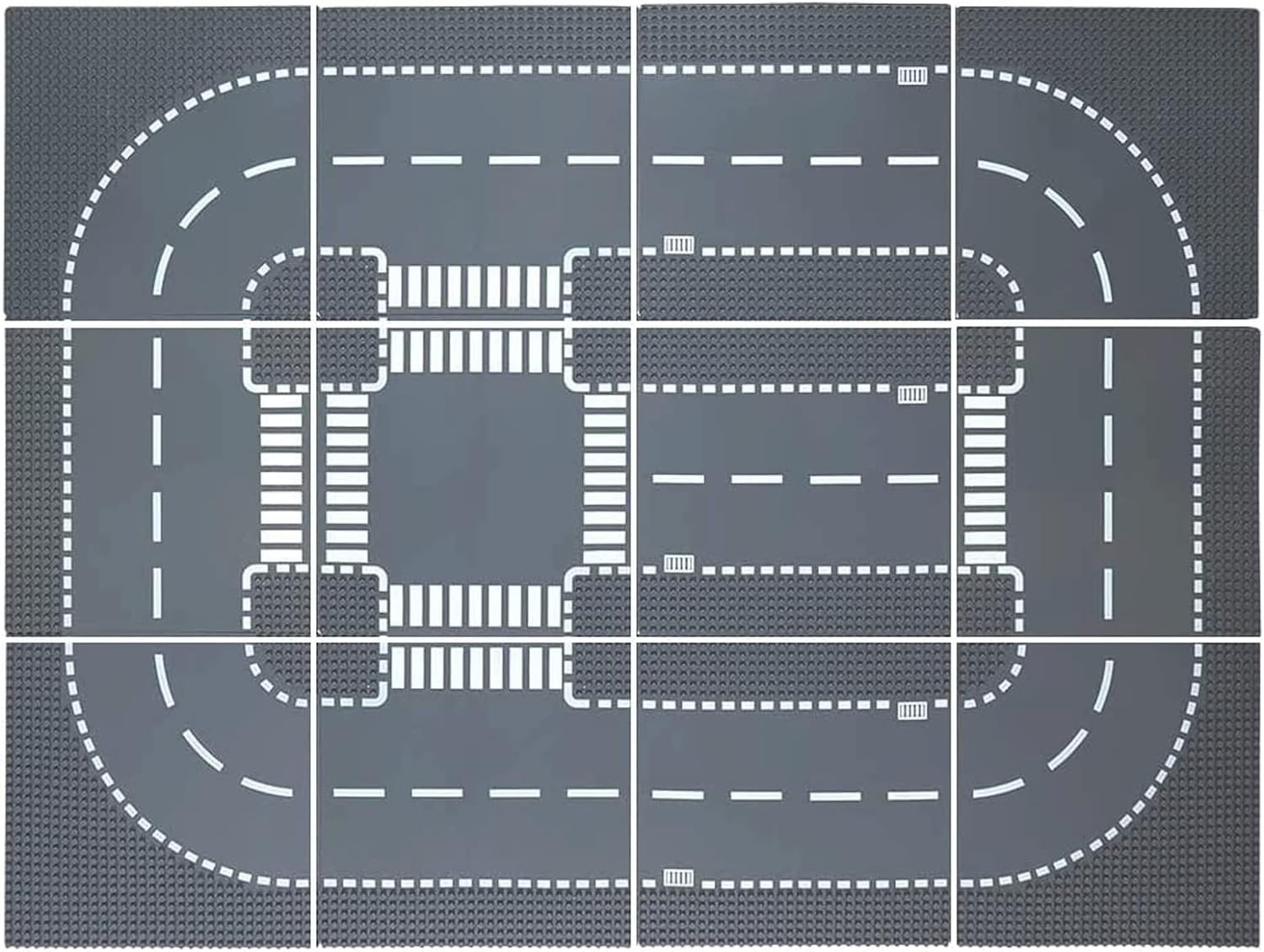 Road Base Plates for City Road Building Block,12 City Street Plates, 10"X10"Road
